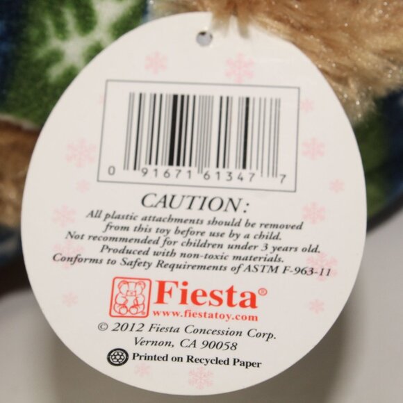 Fiesta Holiday Snowflake Pattern Brown Bear 18" Winter Hat Scarf Soft Cuddly - Picture 8 of 8